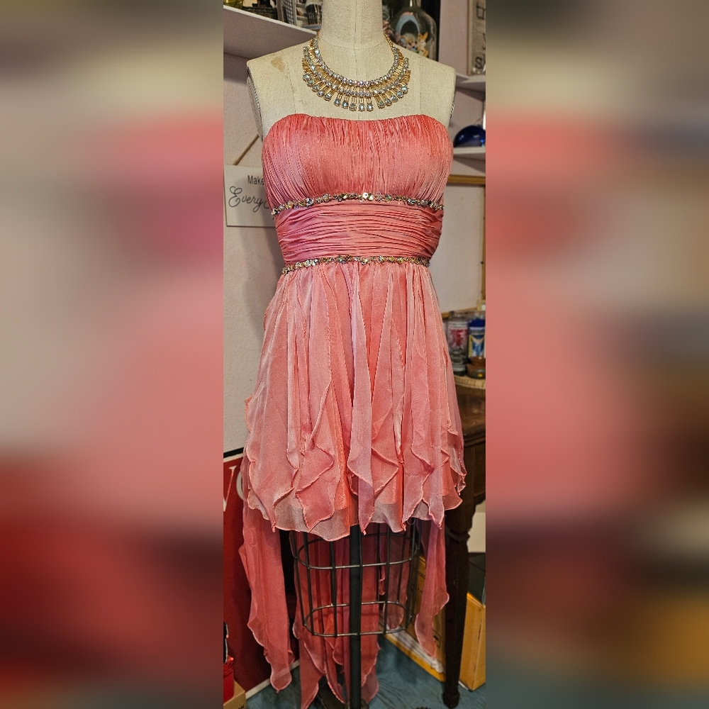 Elegant Pink Strapless Prom Dress